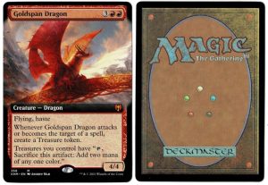 Goldspan Dragon (Extended Art) from Kaldheim Magic the Gathering Proxy