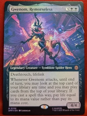 FOIL Gwenom, Remorseless from Marvel's Spider-Man Magic the Gathering Proxy