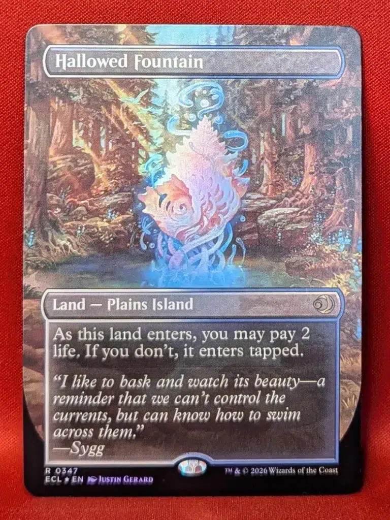 FOIL Hallowed Fountain (Borderless) from Lorwyn Eclipsed Magic the Gathering Proxy