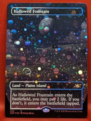 GALAXY FOIL Hallowed Fountain (Borderless) from Unfinity Magic the Gathering Proxy