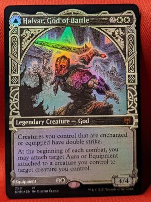 FOIL Halvar, God of Battle (Showcase) / Sword of the Realms from Kaldheim Magic the Gathering Proxy