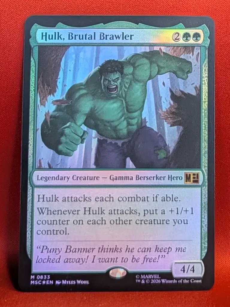 FOIL Hulk, Brutal Brawler from Marvel Super Heroes Commander Magic the Gathering Proxy