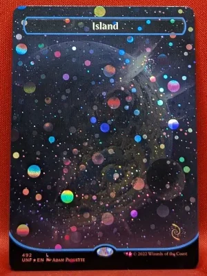 GALAXY FOIL Island (492) (Borderless) from Unfinity Magic the Gathering Proxy