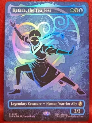 FOIL Katara, the Fearless (Borderless) (Neon Ink Foil) from Avatar: The Last AirbenderMagic the Gathering Proxy
