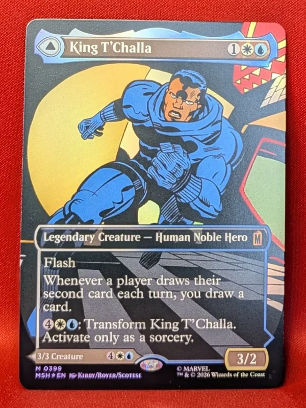 FOIL King T'Challa (Borderless) (0399) from Marvel Super Heroes Magic the Gathering Proxy