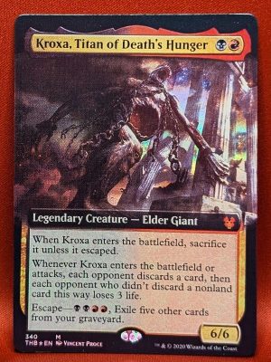 FOIL Kroxa, Titan of Death’s Hunger (Extended Art) from Theros Beyond Death Magic the Gathering Proxy