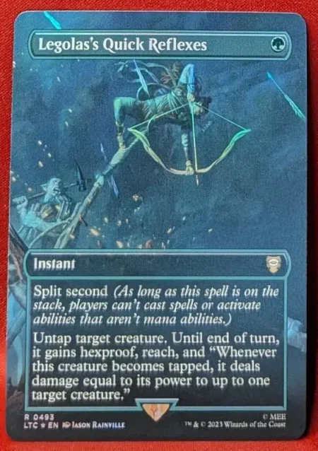 FOIL Legolas's Quick Reflexes (Extended Art) from Tales of Middle-earth Commander Magic the Gathering Proxy