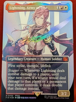 FOIL Lightning, Army of One (Borderless) (0400) from FINAL FANTASY Magic the Gathering Proxy