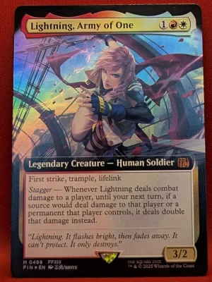 FOIL Lightning, Army of One (Extended Art) (0498) from FINAL FANTASY Magic the Gathering Proxy