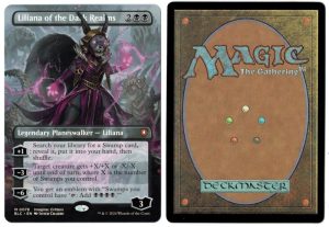 Liliana of the Dark Realms (Borderless) from Commander: Bloomburrow Magic the Gathering Proxy