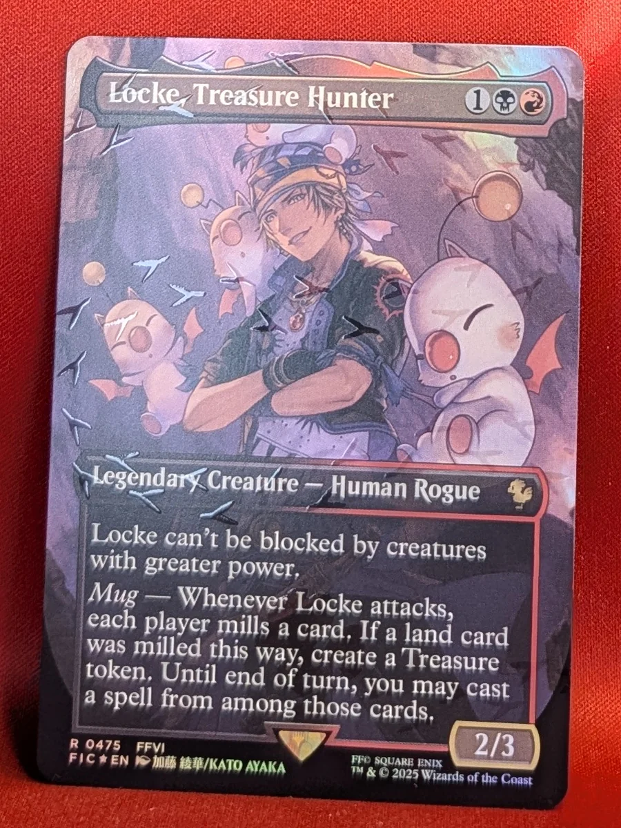 CHOCOBO TRACK FOIL Locke, Treasure Hunter (Borderless) from Final Fantasy Commander Magic the Gathering Proxy
