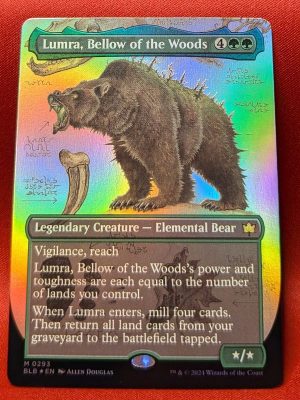 FOIL Lumra, Bellow of the Woods (Borderless) (0293) from Bloomburrow Magic the Gathering Proxy
