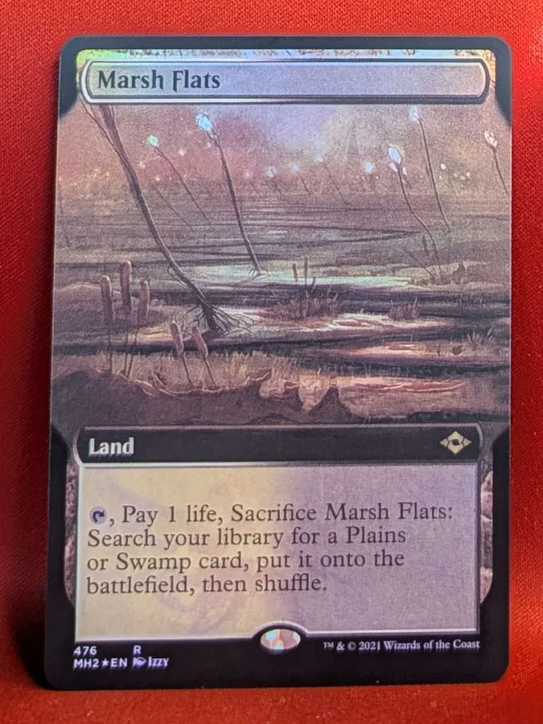 FOIL Marsh Flats (Extended Art) from Modern Horizons 2 Magic the Gathering Proxy