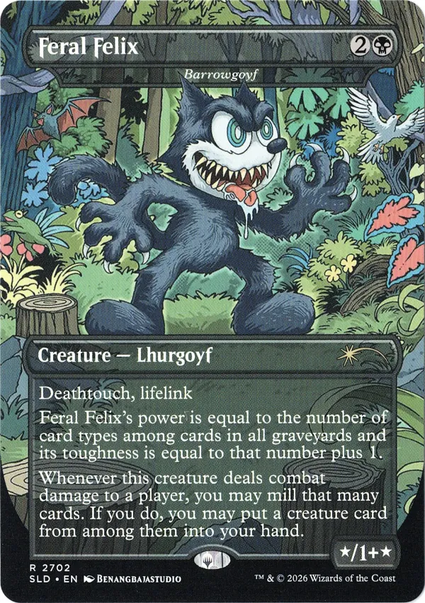 Feral Felix, Barrowgoyf — Secret Lair x Felix the Cat Magic card