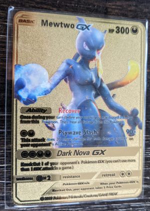 GOLD Mewtwo GX Alt metal collector's Replica