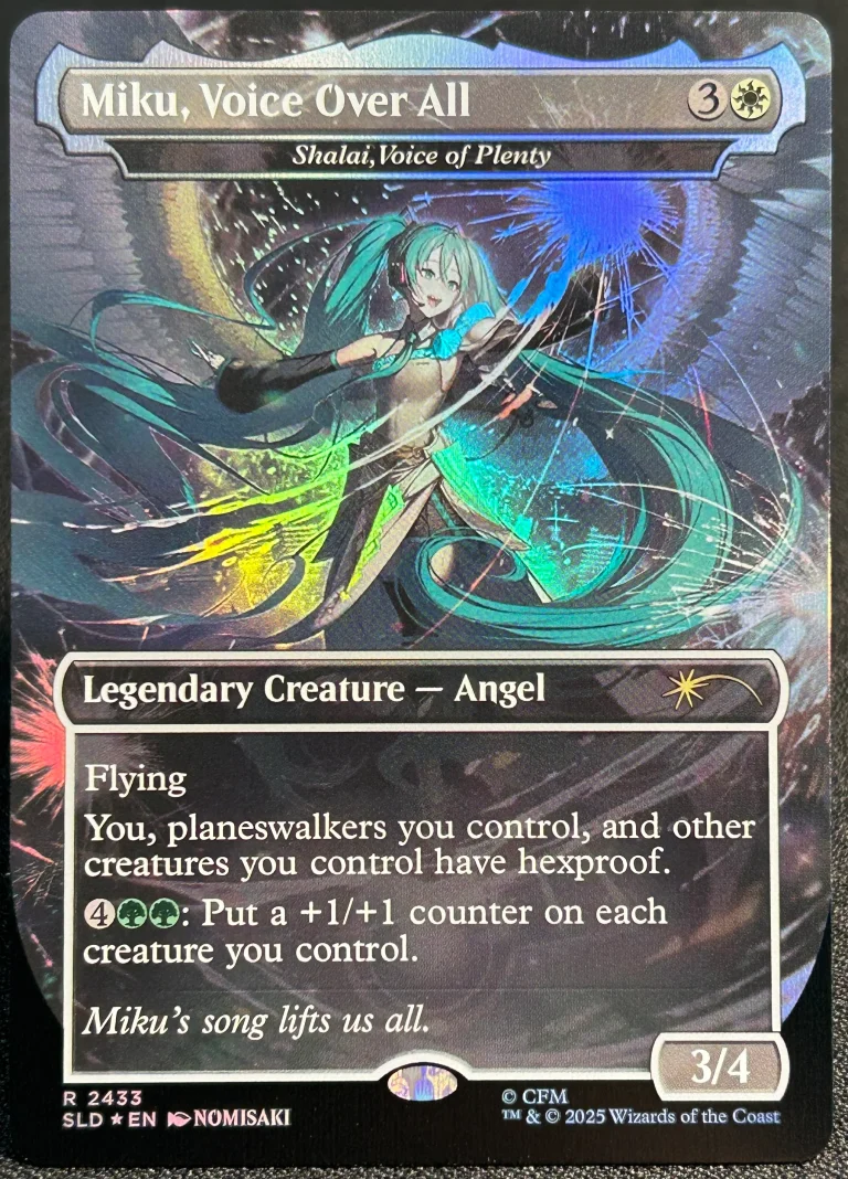 FOIL Miku, Voice Over All (Shalai, Voice of Plenty) (2433) from Secret Lair Drop Magic the Gathering Proxy