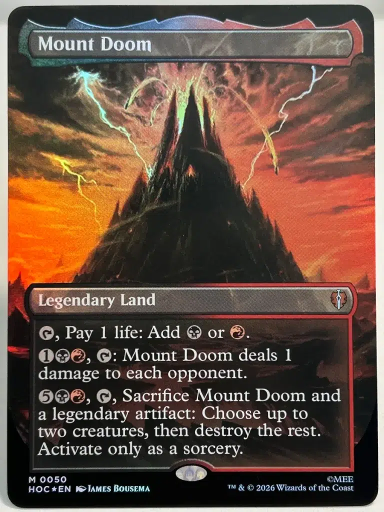 FOIL Mount Doom (Borderless) from The Hobbit: Eternal-Legal Magic the Gathering Proxy