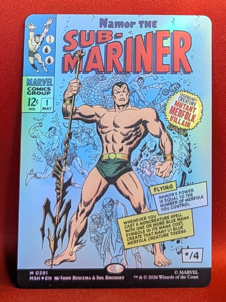 FOIL Namor the Sub-Mariner (Borderless) from Marvel Super Heroes Magic the Gathering Proxy