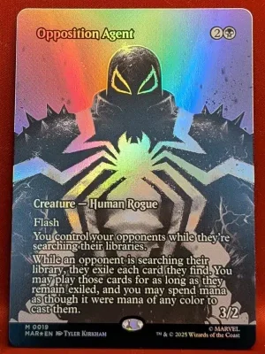 FOIL Opposition Agent (Borderless) from Marvel Universe Eternal-Legal Magic the Gathering Proxy