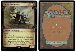 Orcish Bowmasters (Showcase Scrolls) from Universes Beyond: The Lord of the Rings: Tales of Middle-earth Magic the Gathering Proxy