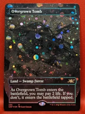 GALAXY FOIL Overgrown Tomb (Borderless) from Unfinity Magic the Gathering Proxy