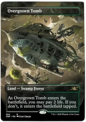 Overgrown Tomb (Borderless) from Unfinity Magic the Gathering Proxy