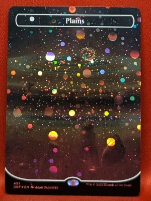 GALAXY FOIL Plains (491) (Borderless) from Unfinity Magic the Gathering Proxy