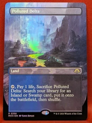 FOIL Polluted Delta (Borderless) from Modern Horizons 3 Magic the Gathering Proxy