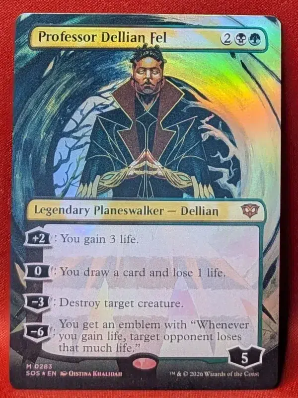 FOIL Professor Dellian Fel (Borderless) from Secrets of Strixhaven Magic the Gathering Proxy