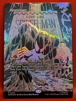 FOIL Reanimate (Borderless) from Marvel Universe Eternal-Legal Magic the Gathering Proxy