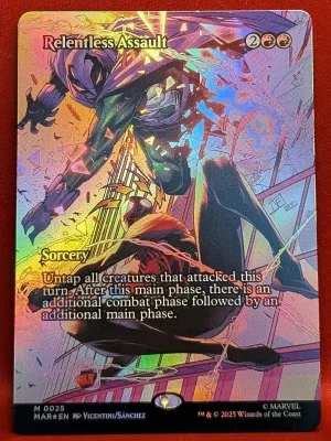 FOIL Relentless Assault (Borderless) from Marvel Universe Eternal-Legal Magic the Gathering Proxy