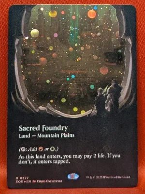 GALAXY FOIL Sacred Foundry (Borderless) from Edge of Eternities Magic the Gathering Proxy