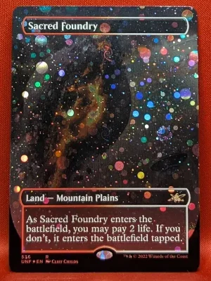 GALAXY FOIL Sacred Foundry (Borderless) from Unfinity Magic the Gathering Proxy