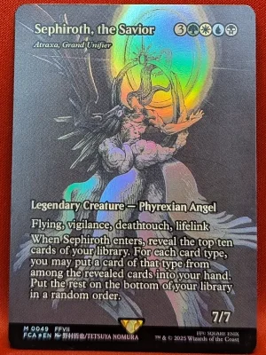 FOIL Sephiroth, the Savior (Atraxa, Grand Unifier) (Showcase) from FINAL FANTASY: Through the Ages Magic the Gathering Proxy