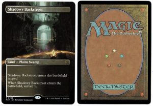 Shadowy Backstreet (Borderless) from Murders at Karlov Manor Magic the Gathering Proxy