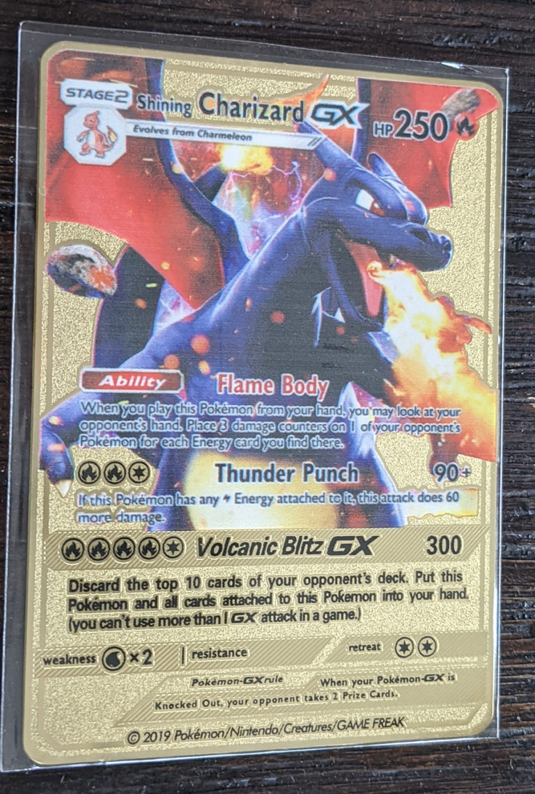 GOLD Shining Charizard GX metal collector's Replica