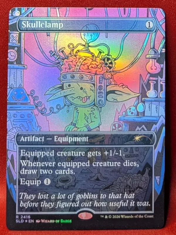 FOIL Skullclamp (2416) from Secret Lair Drop Magic the Gathering Proxy