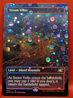 GALAXY FOIL Steam Vents (Borderless) from Unfinity Magic the Gathering Proxy