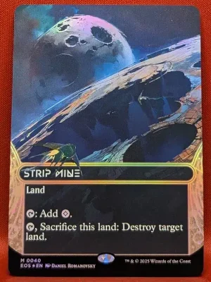 FOIL Strip Mine (0040) (Borderless) from Edge of Eternities: Stellar Sights Magic the Gathering Proxy
