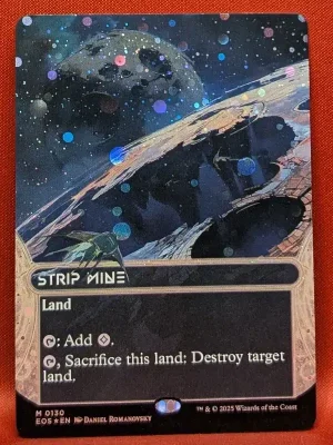 GALAXY FOIL Strip Mine (0130) (Borderless) from Edge of Eternities: Stellar Sights Magic the Gathering Proxy