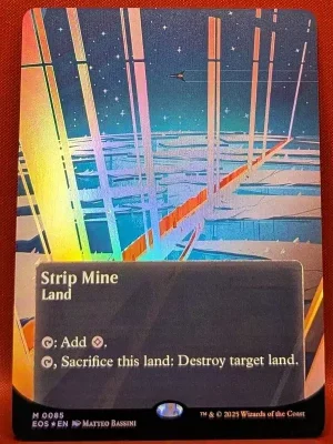 FOIL Strip Mine (0085) (Borderless) from Edge of Eternities: Stellar Sights Magic the Gathering Proxy