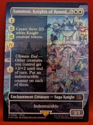 FOIL Summon: Knights of Round (Borderless) from FINAL FANTASY Magic the Gathering Proxy