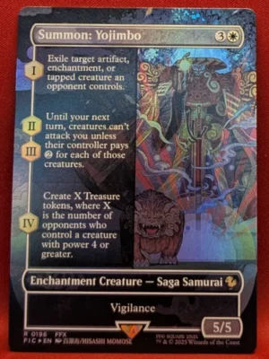 FOIL Summon: Yojimbo (Borderless) from Commander: FINAL FANTASY Magic the Gathering Proxy