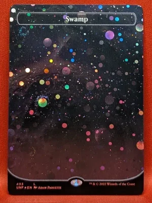 GALAXY FOIL Swamp (493) (Borderless) from Unfinity Magic the Gathering Proxy