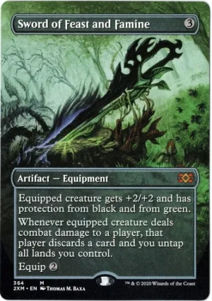 FOIL Sword of Feast and Famine (Borderless) Box Topper from Double Masters Magic the Gathering Proxy