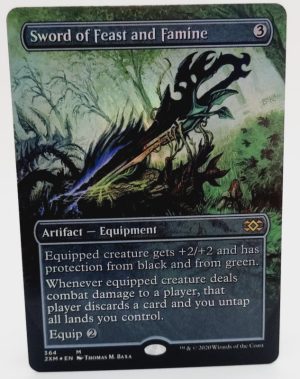 FOIL Sword of Feast and Famine (Borderless) Box Topper from Double Masters Proxy