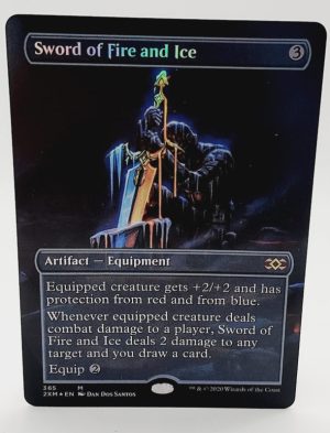 FOIL Sword of Fire and Ice (Borderless) Box Topper from Double Masters Proxy