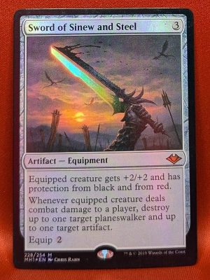 FOIL Sword of Sinew and Steel from Modern Horizons Magic the Gathering Proxy