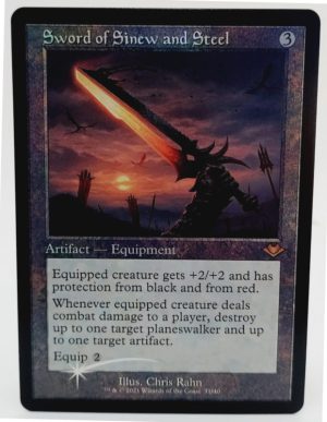 FOIL Sword of Sinew and Steel (Retro Frame) from Modern Horizons Proxy