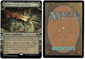 Sword of Wealth and Power (Showcase) from Outlaws of Thunder Junction: The Big Score Magic the Gathering Proxy